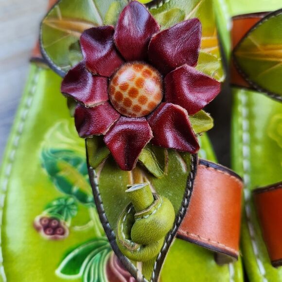 🦄Via Veneto Maui Open Toe Leather Sandals Size 7 - Picture 3 of 9